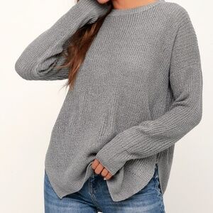 Lulu's Alyssa Grey Knit Sweater Size L